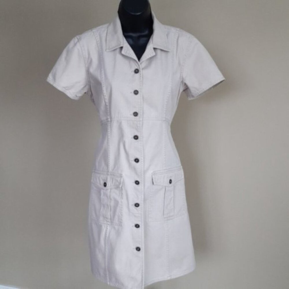Liz wear Tan Denim Button Up Dress